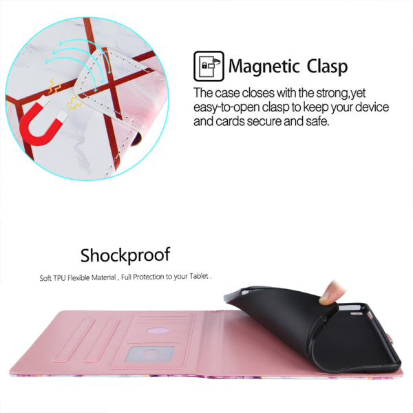 Magnetisk stötsäker antidammskyddsfodral Case Cover för pad 5.6.8/9.7 2018/2017/Air(2) Pink White