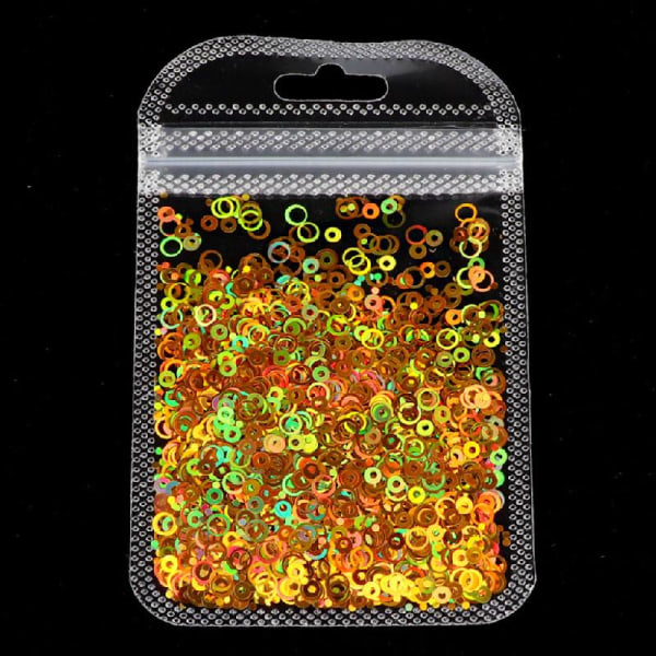 10 Färger Ihålig Rund Form Holografisk Chunky Glitter Epoxi Resin Festival Chunky Laser- Flakes Blandade Paljetter 2g Pr.