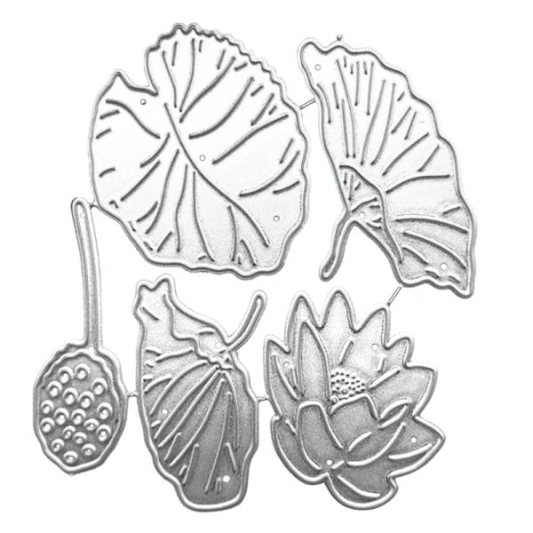 Lotusblommor Blad & Frö Metall Skärande Dies Stämplar Präglingsform DIY Scrapbooking Album Papperskort Schablonmall