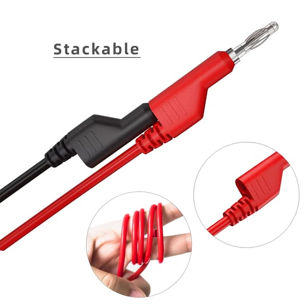 4 mm stabelbar farverig banan til bananstik testledning probekabel
