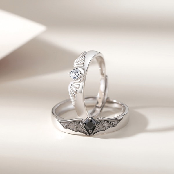 2 st Demon & Angel Finger Ring Matchande Par Vänskap Öppna Justerbara Ringar Set Minimalistisk Förlovningssmycken