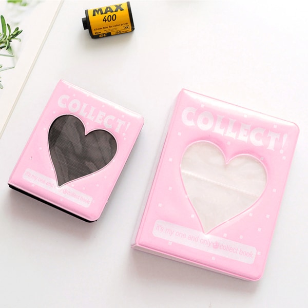 3 tums 36-ficka fotoalbum Cartoon Hollow Heart Bildförvaring Mini Scrapbook Pink