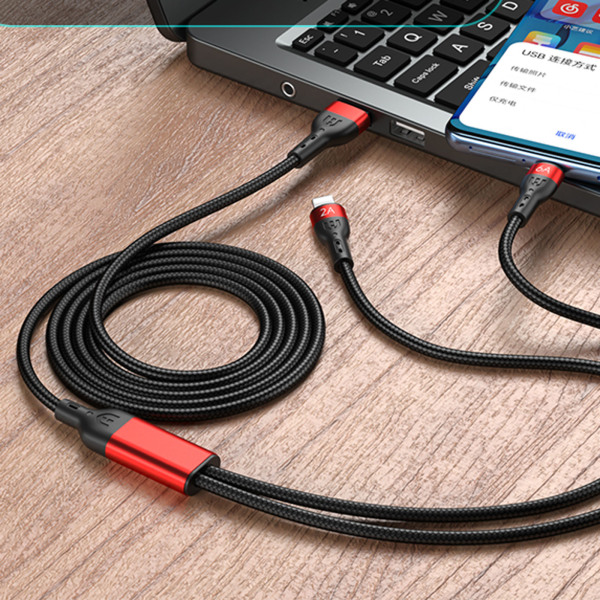2 i 1 USB till usbC telefonladdare kabel typ-C förlängningssladd för surfplattor Laddningssladd 66W 1,5m/4,92ft