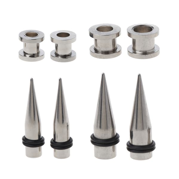 2 par ørepropper i rustfrit stål, 7 mm og 9 mm, gave til kvinder