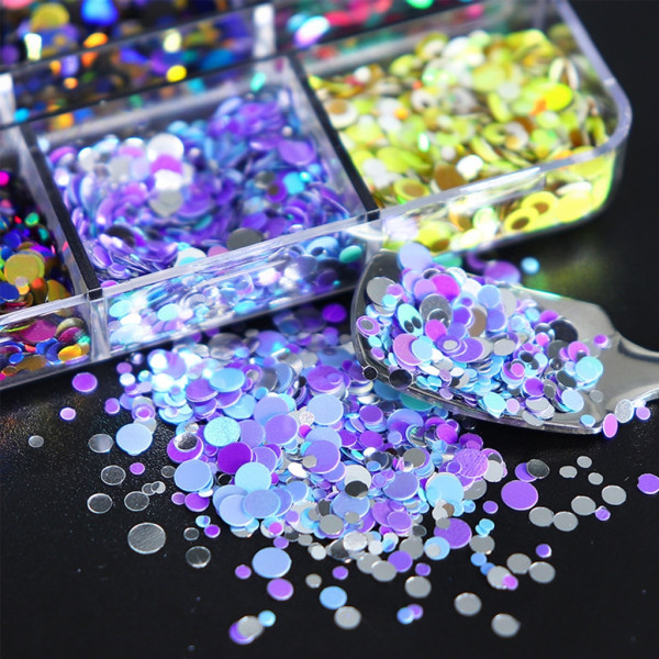 Nagelpaljetter, Nail Art Flake, Nail Glitter Paillette Mixed Round, 3D Nail Art Stickers för Nageldekoration DIY Resin Form
