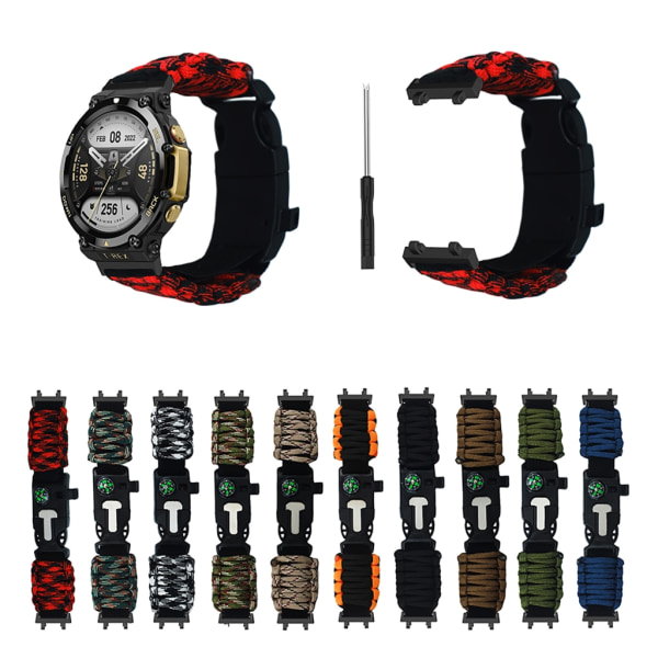 Vävd nylon Lämplig för AmazfitT Rex 2 Smartwatch Tillbehör Armbandsbyte Armband Bälte Andas Desert camouflage