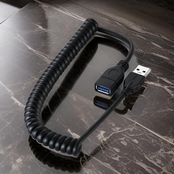 Spiral USB 3.0 Förlängningskabel Typ A Hane till Hona för Snabb Dataöverföring