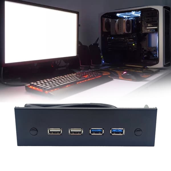 Bærbar 19 Pin / 9 Pin til USB 3.0 USB 2.0 Hub Frontplade 4 Port CD-ROM Rack