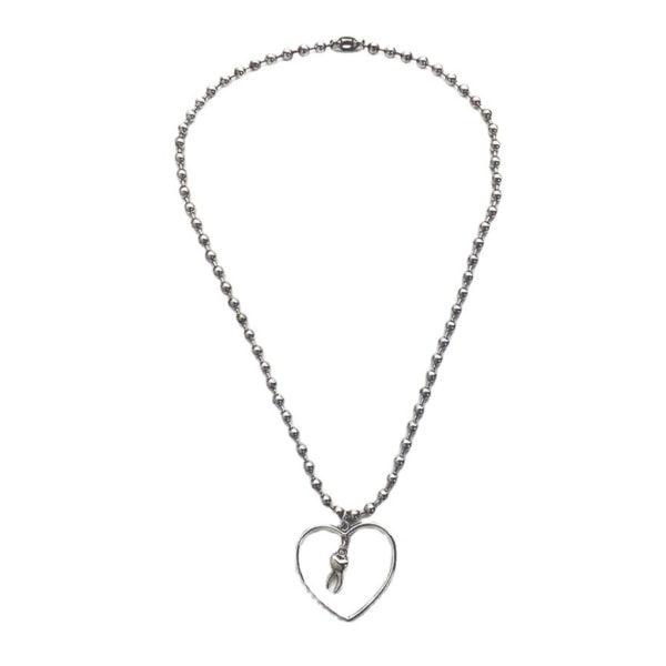 Gotisk Antik Silverfärg Tandhänge Halsband Hollow Heart Choker Halsband för tjejer Kvinnor Pärlkedja Smycken Present