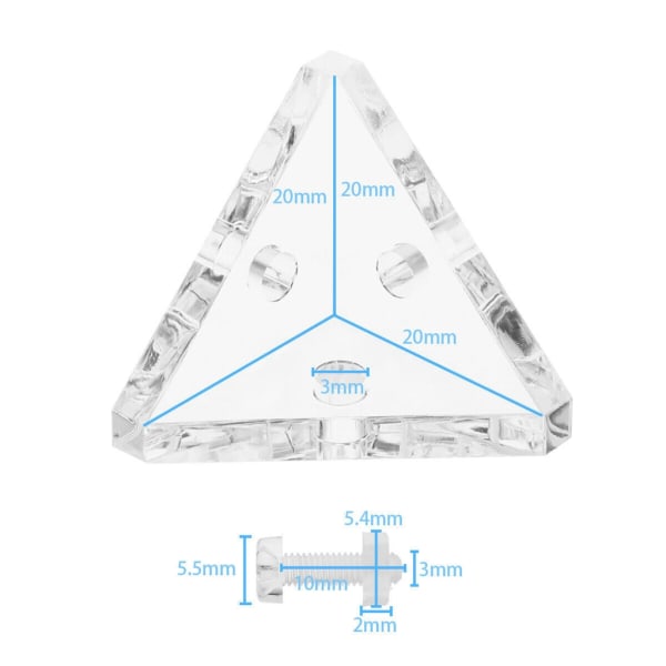 10/20 st klara hörnfästen i akryl Hållbara kopplingar Vinklade kontakter i akryl Hållbara för hyllor och skåp A