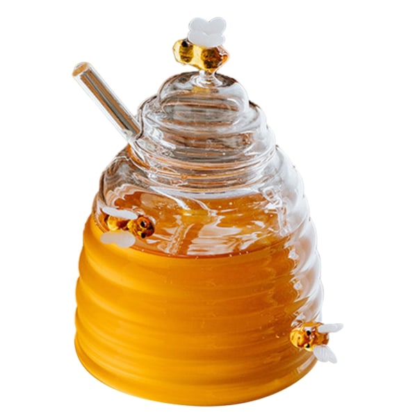 Köksmode honungsburk med pinne Glas honungsdispenser glas honungsburk med pinne Klart glas honungsburk med lock