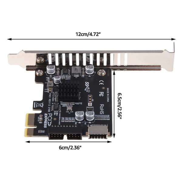 PCI-E till USB3 Typ-E Frontpanel Typ-C 19P Expansionskort för PCI-E X1 - X16