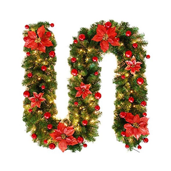Kunstig Fyr Rattan Blomst Mini Frugtkugler LED String Fairy Lights Have Ornament