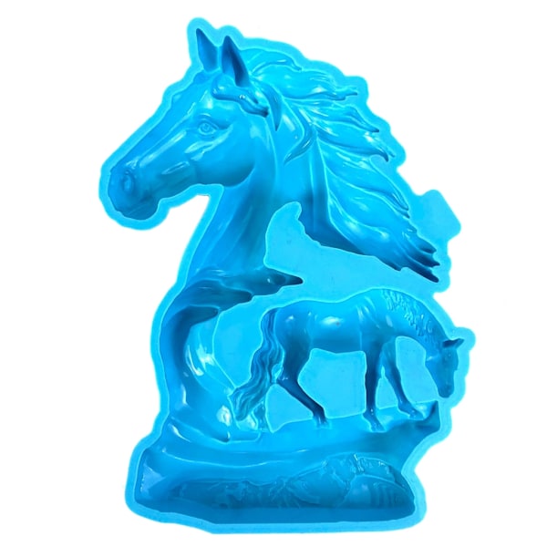 3D Häst Staty Gjutform Hartsform Hollow Hästar Skulptur Gjutform Prydnad Blue