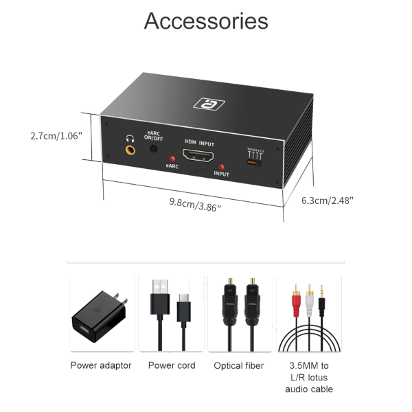 8k HDMI2.0b Audio Extractor Audio Switcher eARC Splitter 7.1CH DSTHD AUX Koaxial Optisk DAC-avkodningCEC HDCP UK