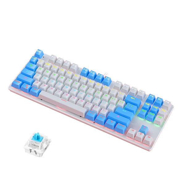 Original K400 Mekaniskt Gamingtangentbord USB Kabelansluten 87 Tangenter Med RGB-bakgrundsbelysning Blå/Svart Brytare För PC Dator Spelare
