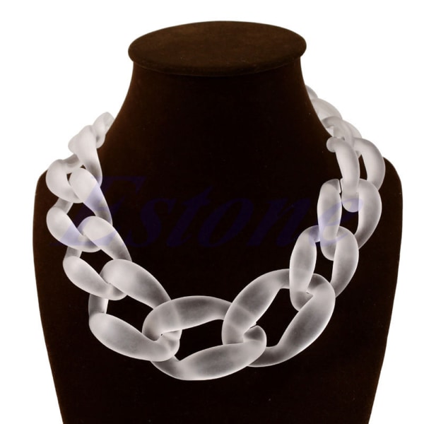 Lackingone akryl krage Chunky Choker uttalande Bib Chain halsband hängen White