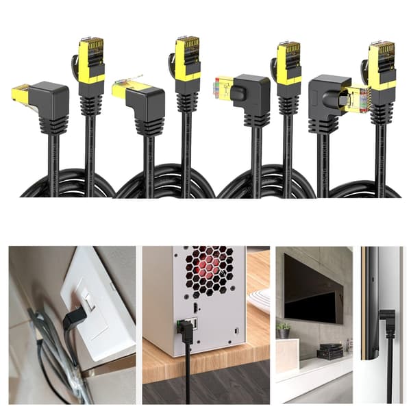 Cat8 Ethernet-kabel 10 Gbps hurtig netværksledning 10 Gigabit Patching Wire 1m Bend right