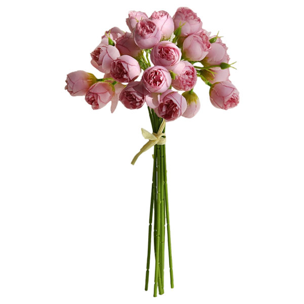 27 Huvuden Konstgjorda Ros Pion Blommor Falska Sidenpioner Blombukett för Hem Bröllop Juldekoration Fotorekvisita