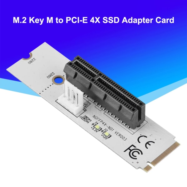 Uppgraderat NGFF M2 till PCI-E 4X-kort M2 Key-m till PCIE X4Converter Adapter PCI-e 1X4x-kort till NGFF 4X Signal M2-kort