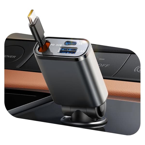 3 i 1 Billadere med USB C-blinking og liten USB for effektiv lading