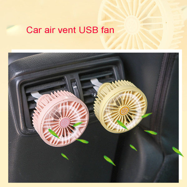 3-växlad bil- USB fläkt för billuftventil monterad bilkylare kylluftfläkt för sedan SUV-fordon med LED-ljus Pink