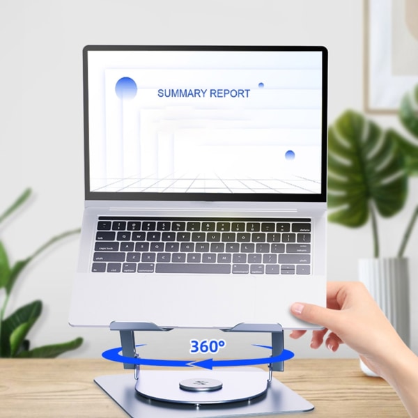 Bärbar datorhållare Bärbar datorhållare Ergonomisk surfplatta PC Datorfäste Roterande hopfällbar med kylfläkt Bärbar aluminium Grey