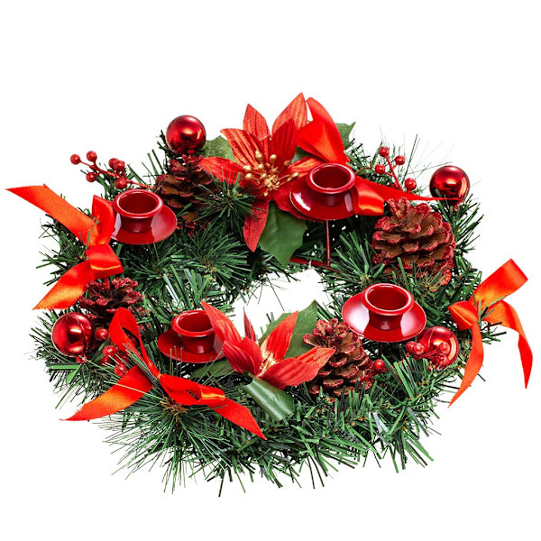 Julkrans Ljusstake Hem Fest Xmas Ljusstakar Bord Kyrka Matsal Prydnad Red