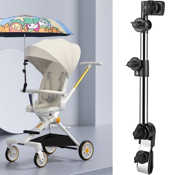 Flexibelt solskyddsfäste för barnvagnar, rullstolar och cyklar