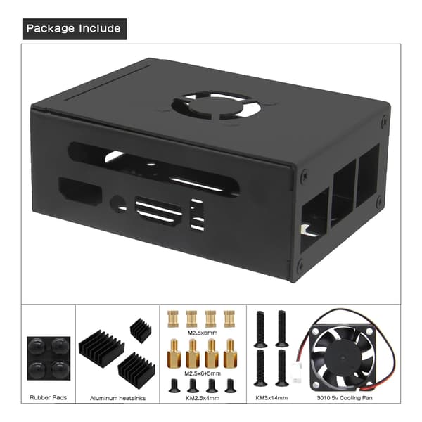 Metalkabinet til Orange Pi 5Pro (N515) Single Board Computere Køleplade og Ventilator