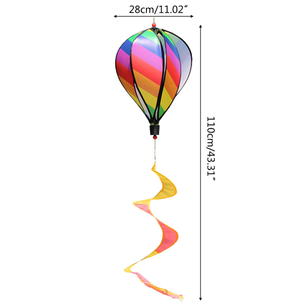 Varmluftsballong Vindspinnare Regnbåge Pinwheel Vindstrumpor Spiral Väderkvarn för Utomhus Trädgård Yard Gräsmatta Dekoration Present 14
