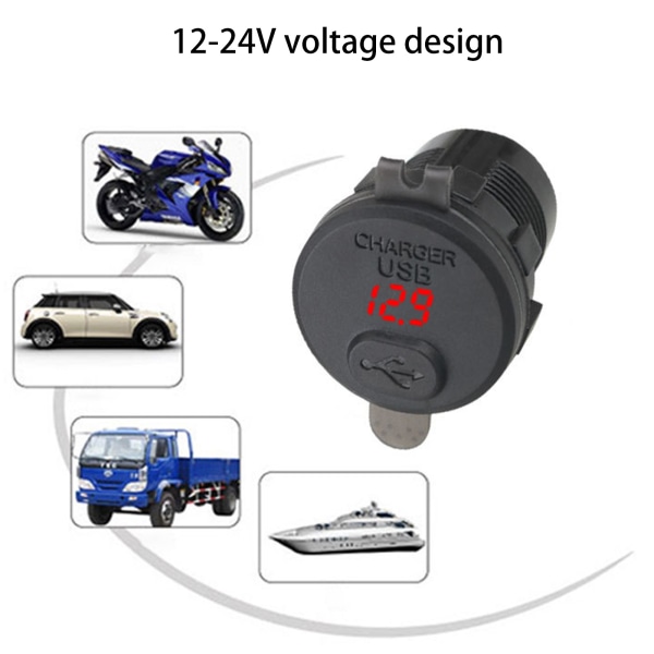 12V-24V USB billaddareuttag med dammtät cap Vattentät QC3.0 Snabbladdningsport Snabbladdning med På/Av-brytare Blue
