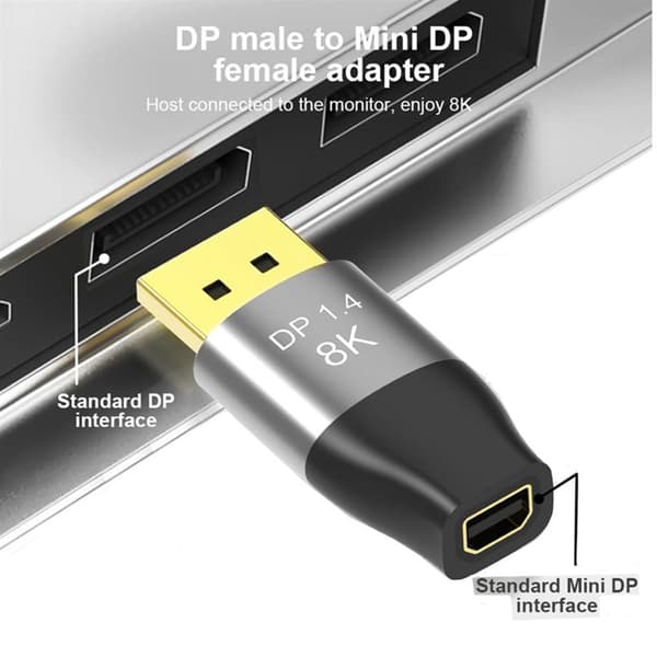 DP1.4 Mini-DP–HDMI-sovitin 8K@60Hz 4K@144Hz suunnittelijoille