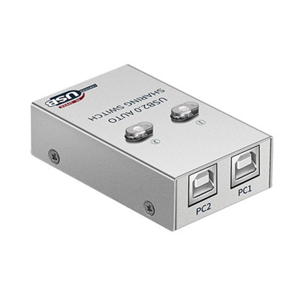 USB skrivardelningsenhet, 2 in 1 ut skrivare automatisk delningsenhet 2-portars automatisk KVM-växling Splitter Hub Converter