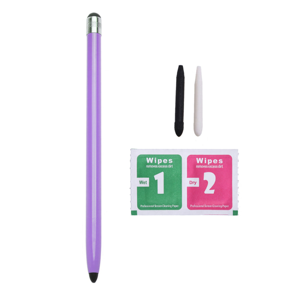 2 i 1 kapacitiv Stylus Penna Fiberspets och silikonspets Hög känslighet och precision Universal för pekskärmar Ritning Purple