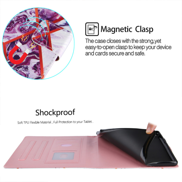Magnetisk tablettskydd för case för Amazon Fire -HD 10 PU Läder Auto Sleep Purple