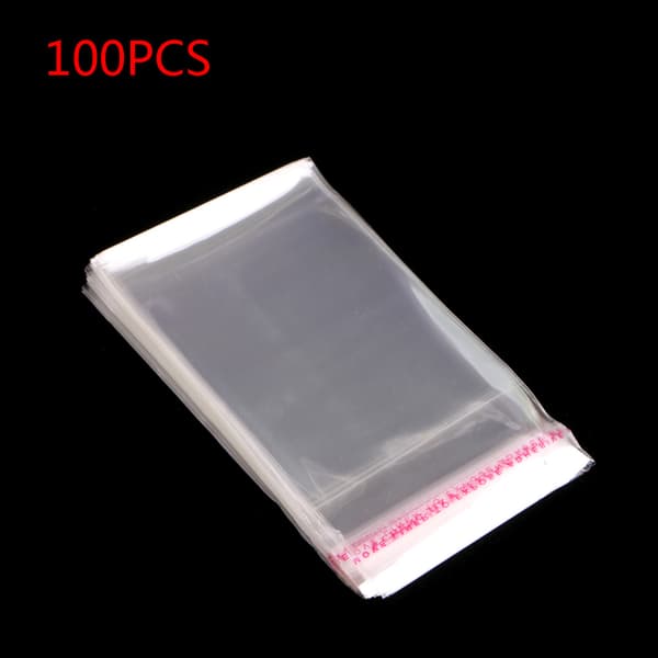 100x Plast Klar Selvforseglende Gavepose Selvklebende Forseglende Cellofanpose