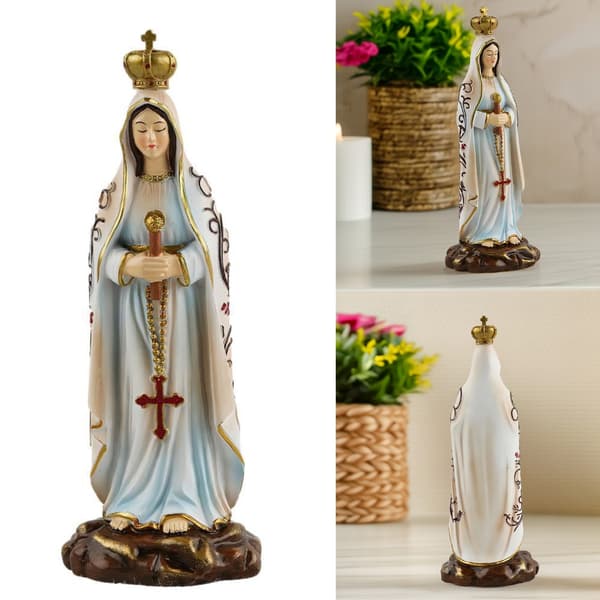 Resin Fatima Jomfru Skulptur Håndmalet Statue Til Langtidsvisning