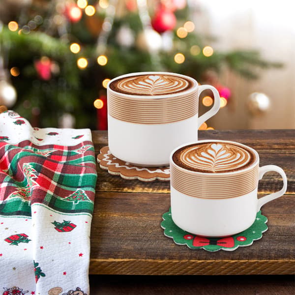 Christmas Drink Coaster Wine Tea Coffee Cup Mat Pad Xmas Holiday Ornaments Decor null - E