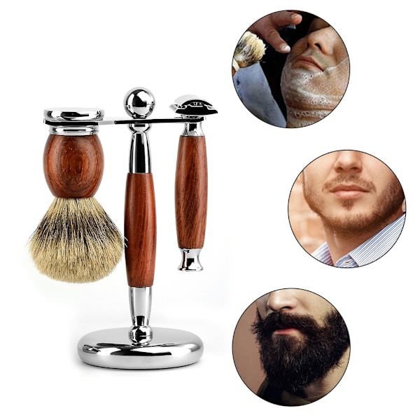 Män Manuell Raksats Skäggrengöringsborste Rakapparat för Razor Stand Grooming Tool D