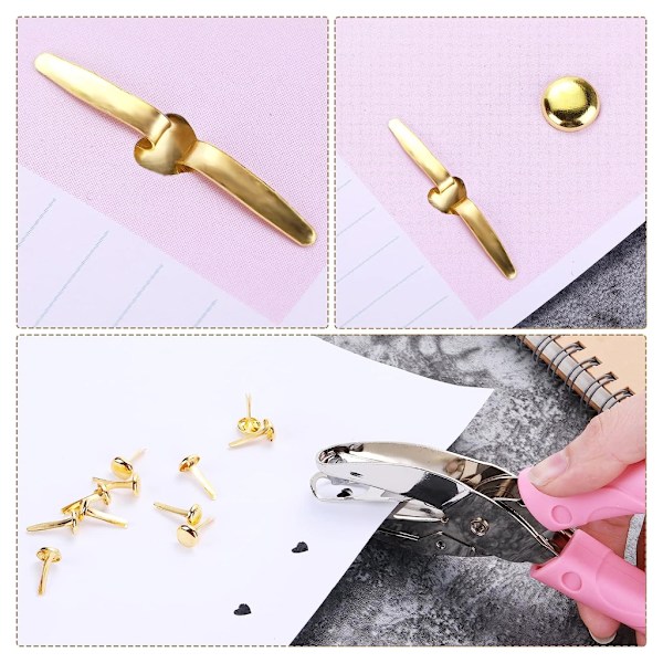 Guld Mini Brads mönsterpåse Clips Runt huvud Clips Metal Runt huvud Clips Scrapbooking Brads mönster Clips för skolan