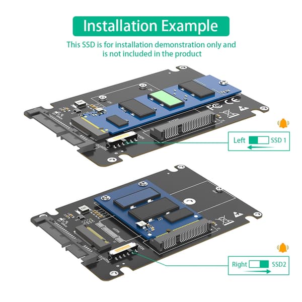 2 i 1 M.2 NGFF mSATA til SATA3.0 Konverter Adapter til PC Bærbar
