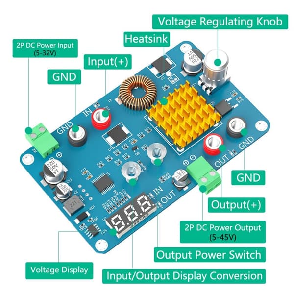 Bucking Modul Nedtrappingsomformere Justerbar Regulert Strømforsyning 3A DCDC