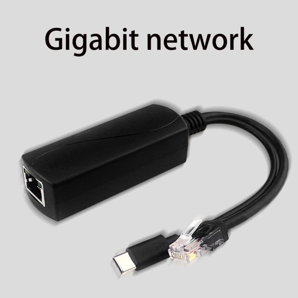 Gigabit PoE Splitter Type-C IEEE 802.3af 10/100/1000 Mbps Power over Ethernet för IP-kamera och Raspberry PI