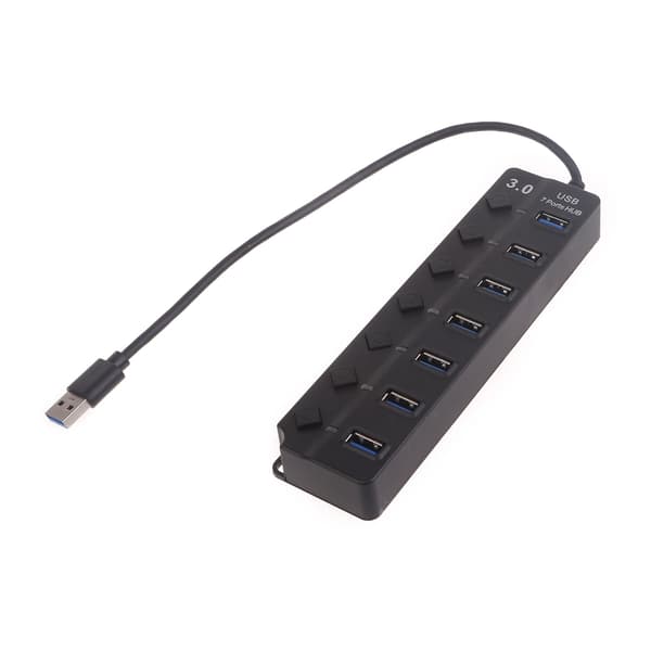Brugervenlig 1 til 7 Port USB3.0 Hub med LED Lysindikator USB Splitter