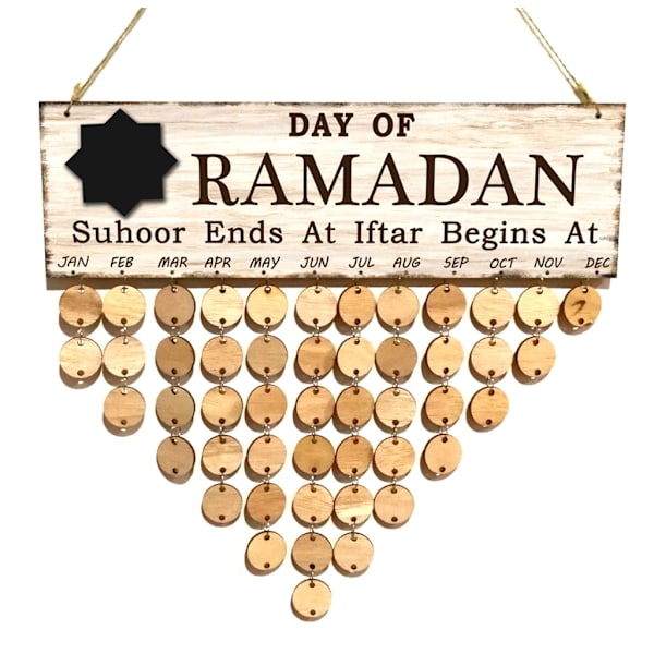 Puinen Ramadan-joulukalenteri Liitutaulut Koriste Riipus Ramadan Eid Mubarak -juhlakoristeisiin