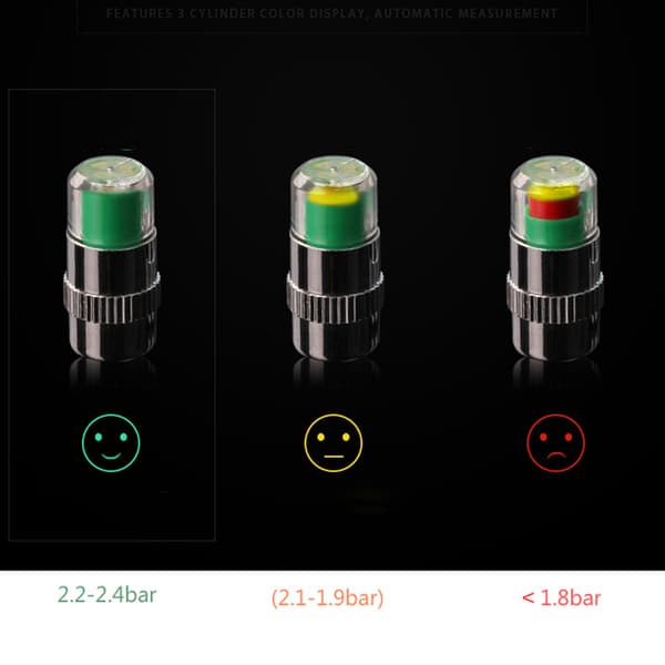 Bildäcktrycksindikator Däcktrycksmätare Indikator Varning Övervakning Cap Sensor Extern ventildetektering 4x