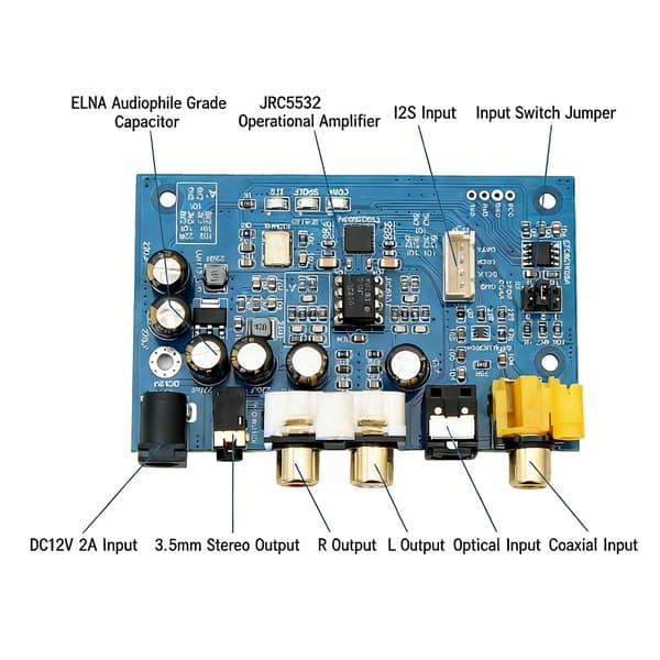 ES9039Q2M-omformerbrett I2S-inngang DSD512 dynamisk forbedret dekoding