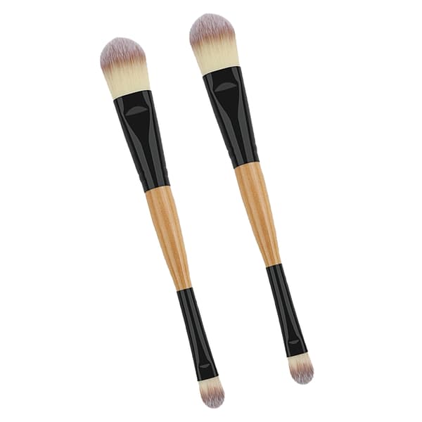 Pakke med 2 dobbeltendede foundationbørster Professionelle makeupværktøjer Bløde børster
