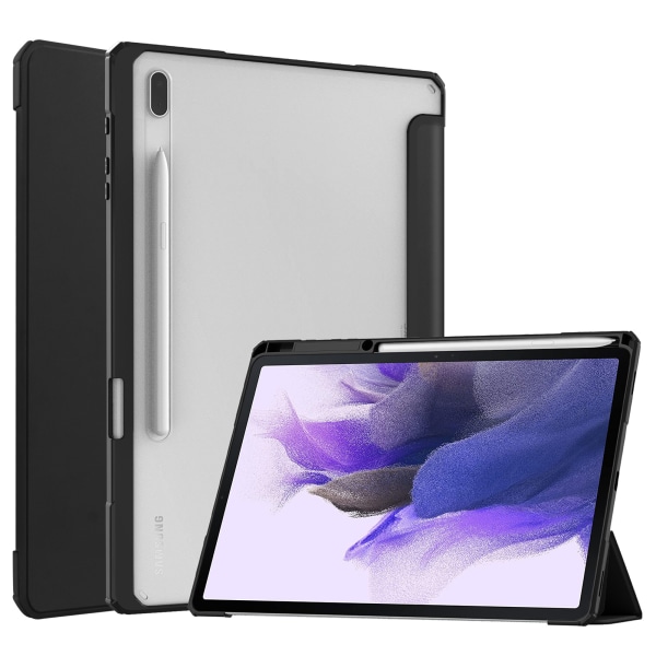 Tredelat Ställ Auto Sleep Wake Skydd Läder Magnetiskt Skyddande Skal för Galaxy Tab S7 FE 12.4 tum SM-T730 T